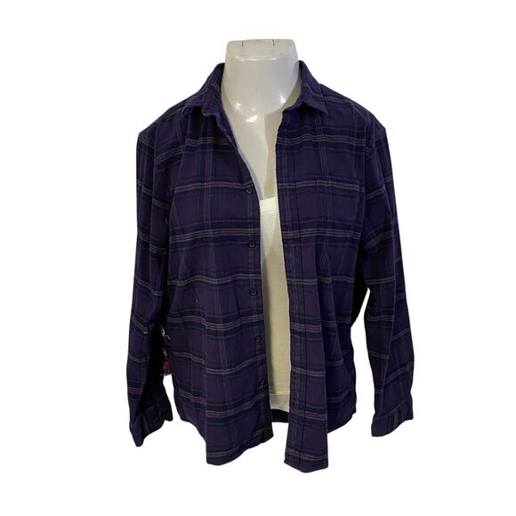 Upcycled Flannel Shirt Shacket Womens XL Dragon Grunge Purple Patchwork Folk Art - Picture 3 of 14